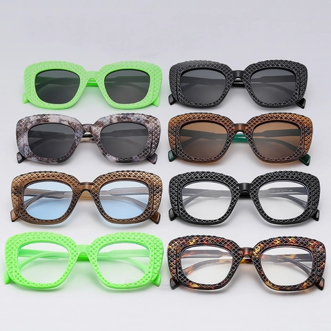 Fashion Oversized Sunglasses Retro Square Frame Diamond Grid Texture UV Protection Trendy Eyewear For Women Men