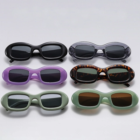 Gafas De Sol Ovaladas Retro Montura PC Lente AC Protección UV400 Marco Grueso Estilo Y2K Mujeres Hombres Moda Al Aire Libre