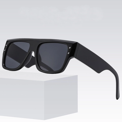 Fashion Square Frame Sunglasses Vintage Flat Top UV400 Protection PC Frame AC Lens Rivet Decoration Unisex Eyewear