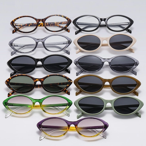 Occhiali Da Sole Cat Eye Retrò Donna Uomo Montatura Ovale Vintage Protezione UV400 Leggeri Chic Moda Allaperto