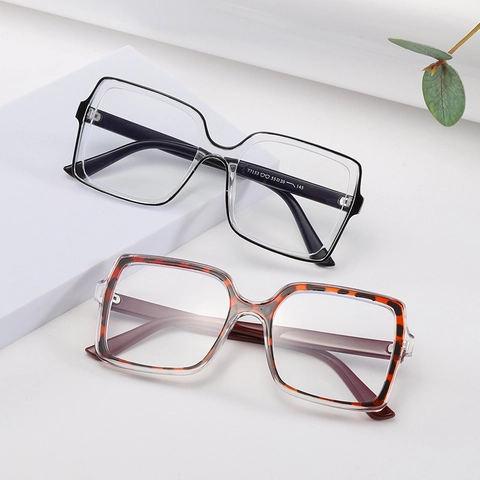 Trendy Oversized Square Eyeglasses Frame Women Men Fashion Anti Blue Light Clear Lens Optical Glasses Retro Chic Spectacles