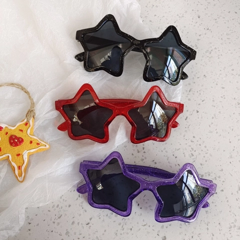 Lunettes De Soleil Enfants En Forme D'Étoile Paillettes Monture Résine Protection UV Mode Fête Pour Garçons Filles