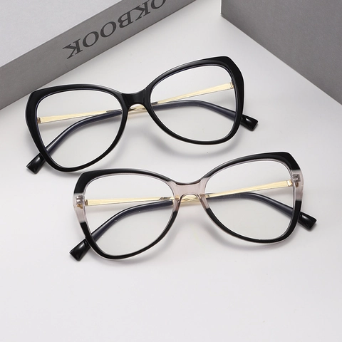 Occhiali Occhio Di Gatto Anti Luce Blu Montatura TR Aste In Metallo Retro Per Donna