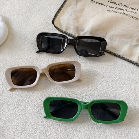 Vintage Rectangle Sunglasses UV400 Protection Square Resin Frame Retro Jelly Color Eyewear For Women Men Outdoor Travel