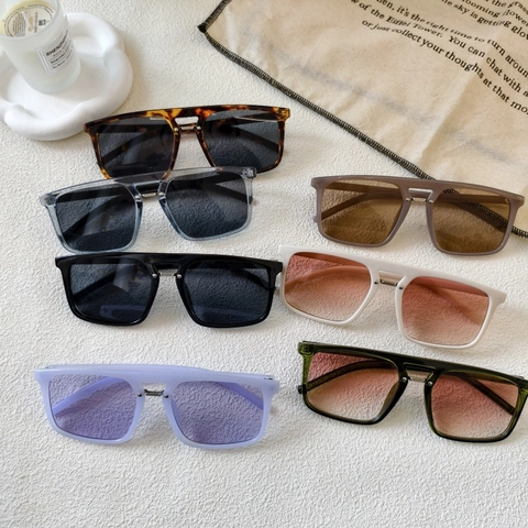 Retro Square Sunglasses For Women Men Fashion Large Frame UV400 Protection Sun Glasses Double Beam Resin Eyewear Travel Daily