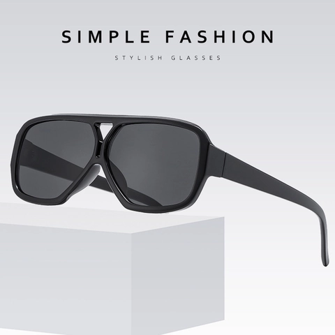 Square Sunglasses For Women Men Double Bridge Vintage Fashion UV400 PC Frame Outdoor Eyewear