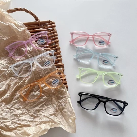 Kids Fashion Square Sunglasses Photochromic Blue Light Blocking HD Polarized Resin Frame Eyewear For Boys Girls
