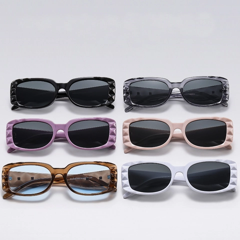 Fashion Square Sunglasses Lattice Texture Geometric Frame UV400 Protection PC AC Lens For Men Women