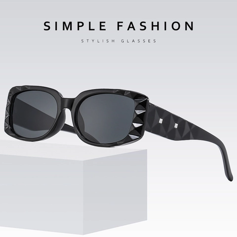 Fashion Square Sunglasses Lattice Texture Geometric Frame UV400 Protection PC AC Lens For Men Women