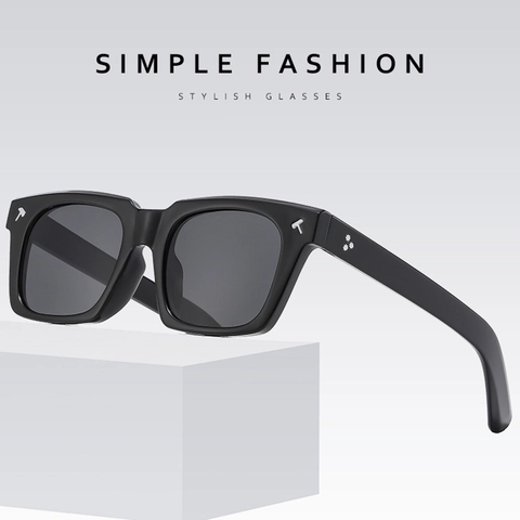 Square Frame Sunglasses Polarized TAC Lens Acetate Frame With Hammer Rivet Decor UV Protection Unisex Retro Fashion
