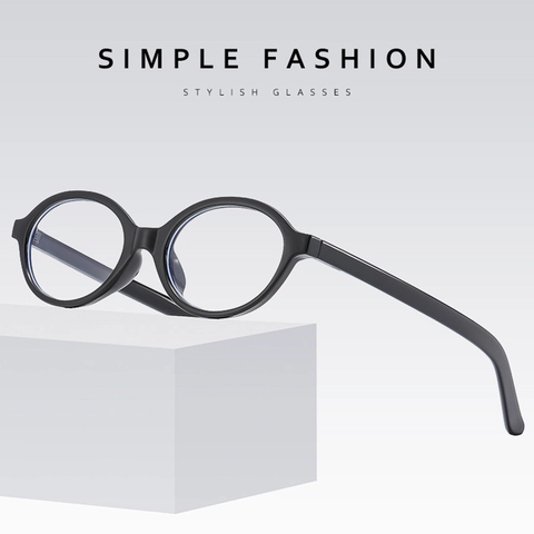 Retro Ovalen Blauw Licht Bril PC Frame Lichtgewicht Mode Unisex Heldere Lens Optisch Frame Vintage