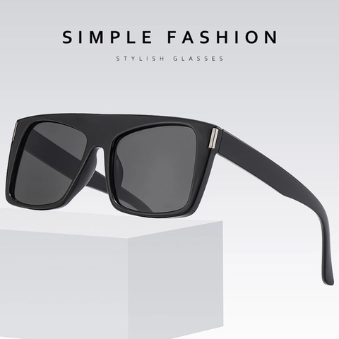 Square Oversized Polarized Sunglasses Women Men UV400 Protection Retro Flat Top Fashion PC Frame Resin Lens Eyewear