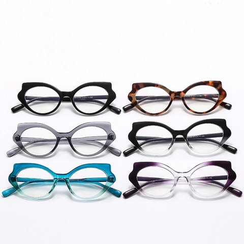 Cat Eye Blue Light Blocking Glasses Frame Retro Gradient Color Optical Eyewear Plain Mirror Vintage For Women Plastic