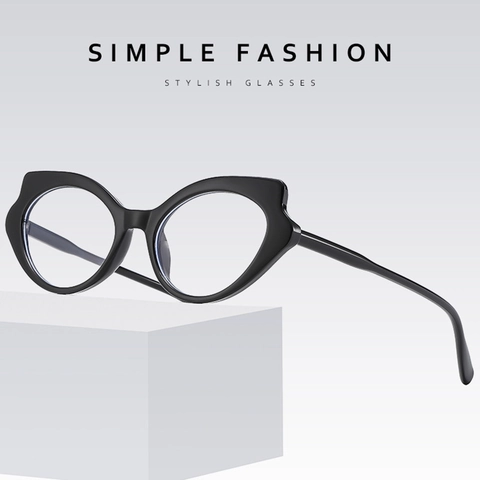 Cat Eye Blue Light Blocking Glasses Frame Retro Gradient Color Optical Eyewear Plain Mirror Vintage For Women Plastic