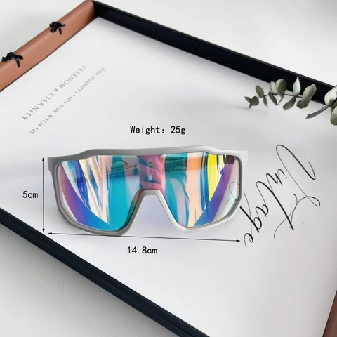 Gafas De Sol Deportivas Niños Gran Tamaño Lente Única A Prueba De Viento Protección UV400 Ciclismo Exterior Montura Resina PC Irisado