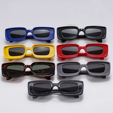 Retro Rectangular Sunglasses Small Frame PC UV400 Protection Y2K Fashion Candy Color Eyewear For Men Women
