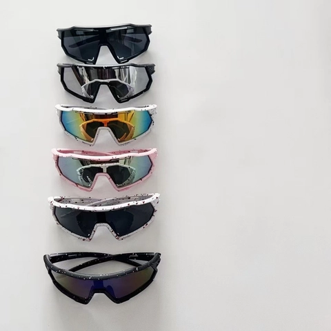 Kids Sports Sunglasses Oversized Frame PC UV Protection Cycling Goggles Splatter Pattern Outdoor Eyewear Boys Girls