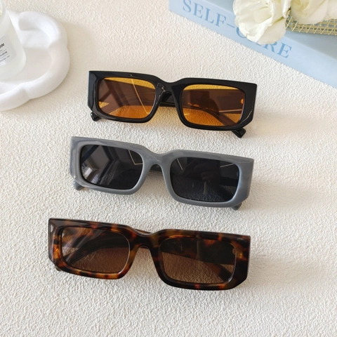 Rechteckige Sonnenbrille UV400 Schutz Harz Quadratischer Kleiner Rahmen Mode Retro Vintage Hip Hop Stil Brillen Damen Herren