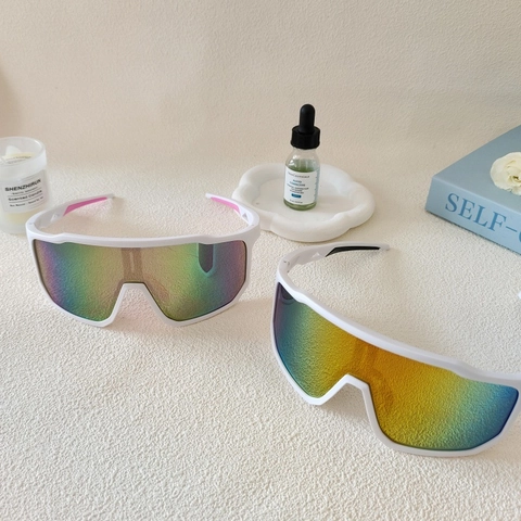 Outdoor Sports Cycling Sunglasses Oversized Resin Mirrored Lens UV400 Windproof Eyewear For Men Women Cycling Fishing Driving