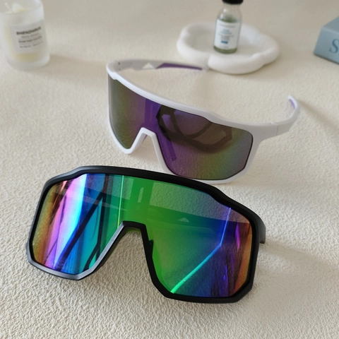 Outdoor Sports Cycling Sunglasses Oversized Resin Mirrored Lens UV400 Windproof Eyewear For Men Women Cycling Fishing Driving