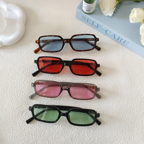 Lunettes De Soleil Rectangulaires Petite Monture Carrée Résine Protection UV400 Style Rétro Y2K Mode Femmes Hommes