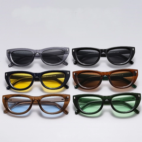 Gafas De Sol Cat Eye Para Mujer Protección UV400 Montura TR90 PC Lentes De Resina Elegantes Retro Con Remaches Metálicos