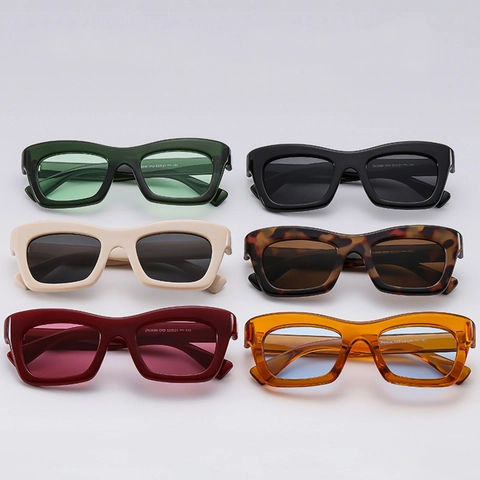 Gafas De Sol Retro Rectangulares Ojo De Gato Protección UV400 Montura PC Lente AC Moda Simple Para Mujeres Playa Aire Libre