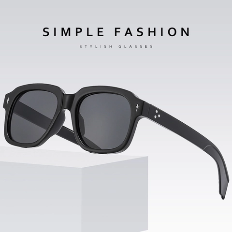 Retro Square Sunglasses UV400 Protection PC Frame AC Lens Fashion Rivet Decor Outdoor Travel Eyewear For Men Women