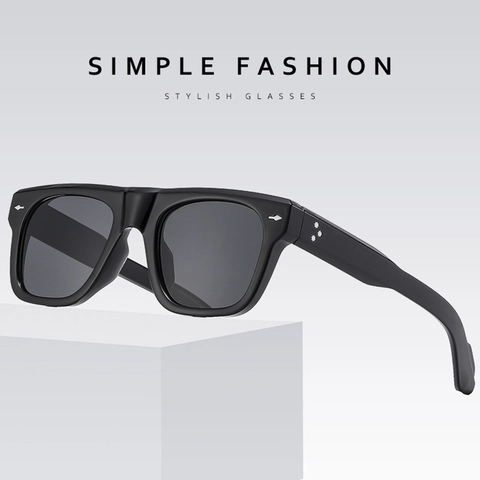 Retro Square Sunglasses PC Frame AC Lens Arrow Rivet Narrow Frame Fashion Outdoor Driving Trendy Eyewear Unisex