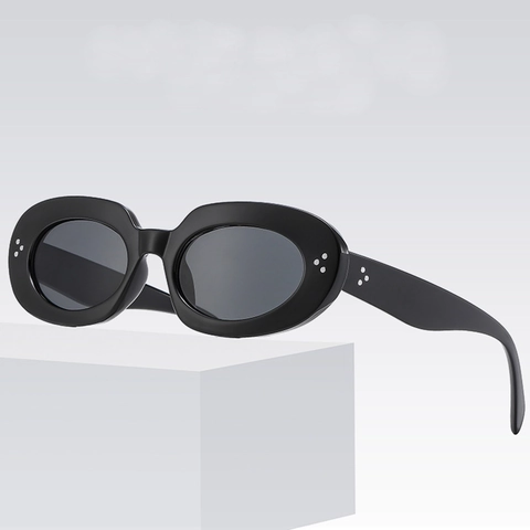 Vintage Oval Sunglasses Retro Small Frame PC AC Lens UV400 Protection Metal Rivet Chic Eyewear Unisex Fashion