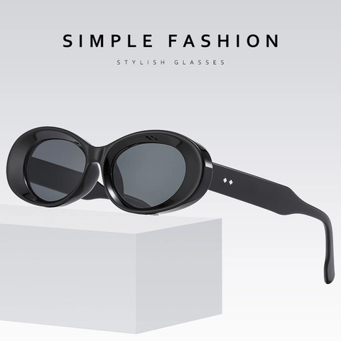 Retro Oval Sonnenbrille Vintage Y2K Dickem Rahmen UV400 Schutz PC Material Mode Brille Für Herren Und Damen