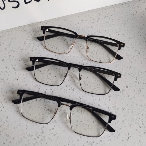 Gafas Anti Luz Azul Retro De Media Montura PC Metal Ligeras Lentes Trasparentes Moda Para Hombre Y Mujer