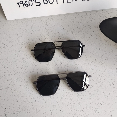 Gafas De Sol Fotocromáticas Hombres Montura Metálica Retro Poligonal Doble Puente Lentes De Color Protección UV