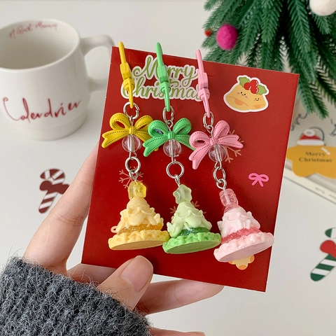 Weihnachts Schlüsselanhänger Cartoon Weihnachtsmann Harz Tannenbaum Anhänger Tasche Deko Feiertag Rucksack Geschenk Student