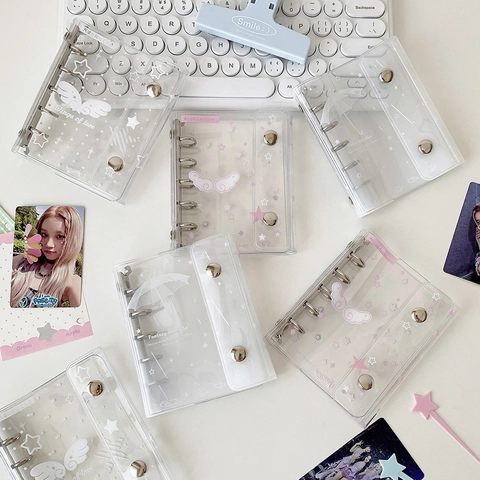 Mini Transparent PVC Loose-leaf Photocard Collector Book Angel Wings Pattern Mini Binder Album For Kpop Star Cards Journaling Storage