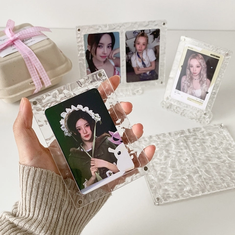 Acrylic Water Ripple Transparent Desktop Photo Frame Magnetic Card Block Holder Small Card Display Stand Ins Style