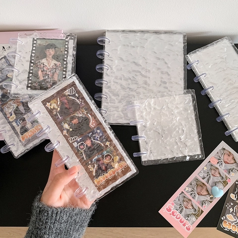Klar Wasserrippel Fotokarten Ordner Pilzloch Kpop Karten Sammler Album Tragbare Star Fotos Innenseiten Binder