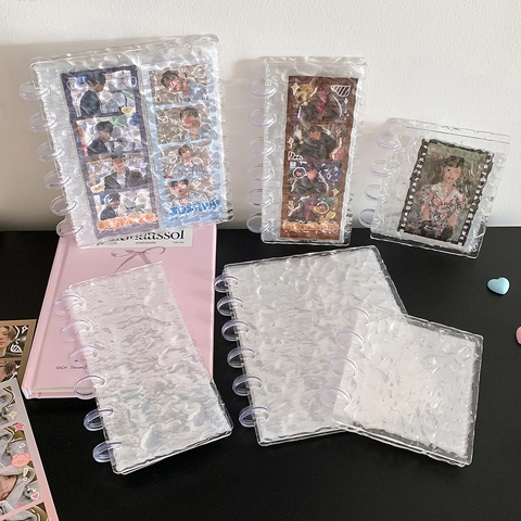 Klar Wasserrippel Fotokarten Ordner Pilzloch Kpop Karten Sammler Album Tragbare Star Fotos Innenseiten Binder