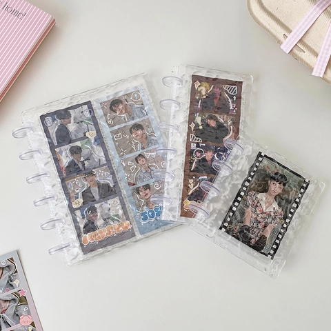 Transparent Water Ripple Photocard Binder Celebrity Card Storage Album with Mushroom Buckle Inner Pages Included Photocard Holder