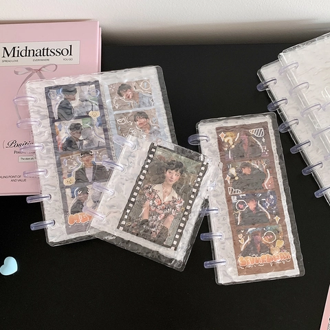 Transparent Water Ripple Photocard Binder Celebrity Card Storage Album with Mushroom Buckle Inner Pages Included Photocard Holder