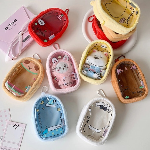 Cartoon Plush Doll Display Bag Transparent PVC Window Ita Bag Portable Storage Case With Hook For Bag Charm