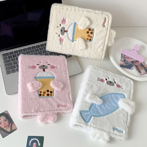 Plush Seal K-pop Photocard Binder A5 Loose Leaf Photo Album For Collect Book With Embroidery Design