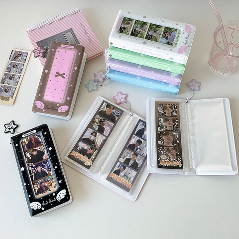 Sweet Kawaii Star Pendant Photo Card Collect Book PVC Album For Kpop Idol Card Storage With Angel Wings Pattern Small Picture Holder