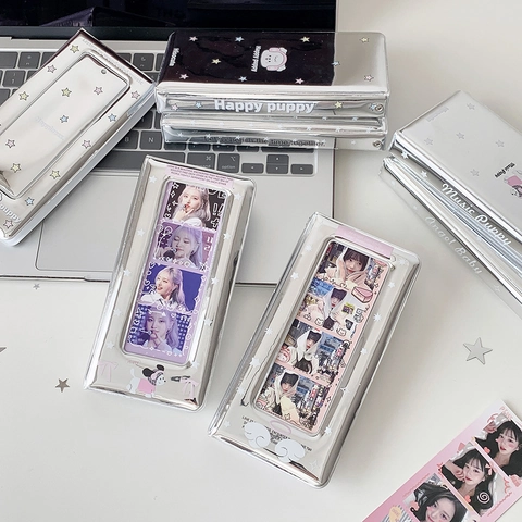 Carpeta de Fotocards Y2K Plata Espejo Kpop Idol Star Collect Book Álbum PVC para Fotos de Tres Pulgadas Portatarjetas Mini