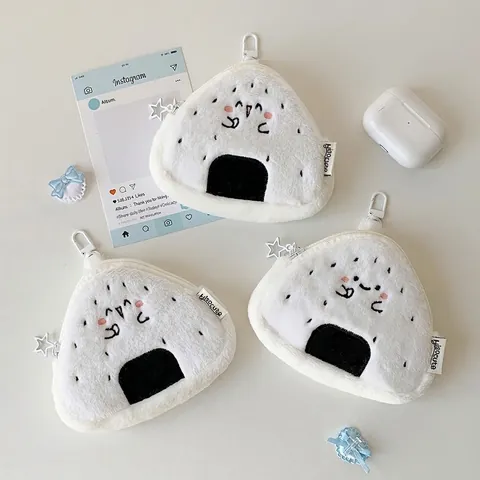 Χαριτωμένο Λούτρινο Πορτοφόλι Onigiri Τρίγωνο Μπάλα Ρυζιού Μίνι Τσάντα Αποθήκευσης Με Φερμουάρ Αστέρι για Γυναίκες Κορίτσια