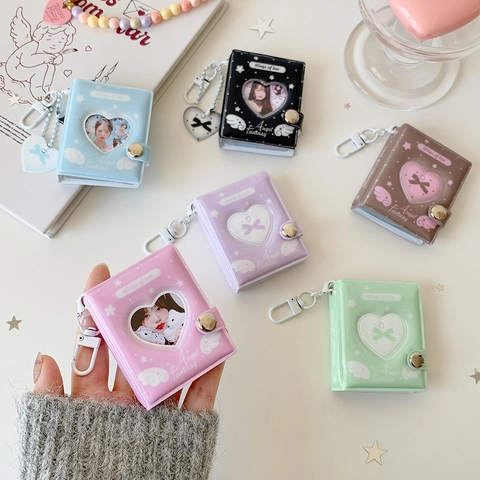 Mini Fotokaarthouder Sleutelhanger Hart Hol PVC Album Voor Idol Kaarten Collectie Engel Vleugels Angel Fantasy Stijl