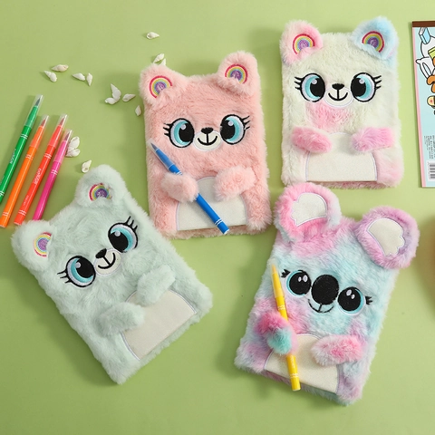 Taccuino In Peluche Carino Koala Orso Forma Animale Copertina Ricamata Morbida Diario Regalo Di Cancelleria Per Bambini Ragazze Studenti