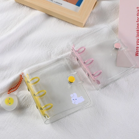 Mini 3-Ring Binder Transparent PVC Notebook For Kpop Photocard Collection DIY Glitter Journal Diary With Refill Pages For Students Girls