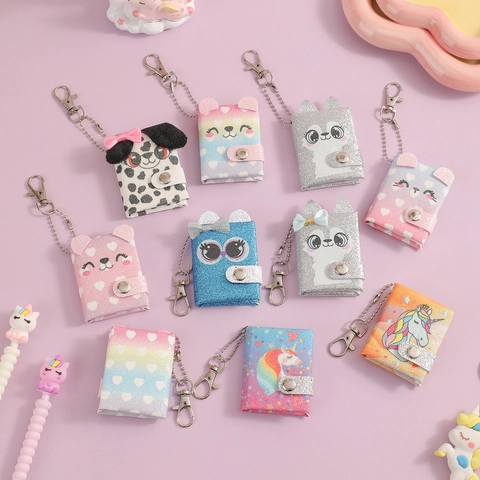 Mini Quaderno Di Paillettes Cartone Animato Portachiavi Carino Animale Glitter Blocco Note Tascabile Ciondolo Per Bambini