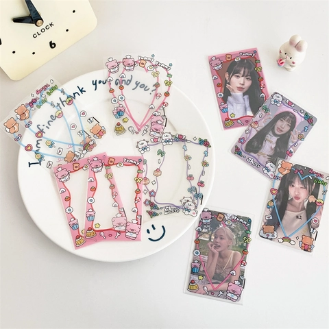 Cartoon Photocard Sleeve Transparent Card Protector For K-pop Idols Photo Decorative Toploader Korean Style Stationery Girls